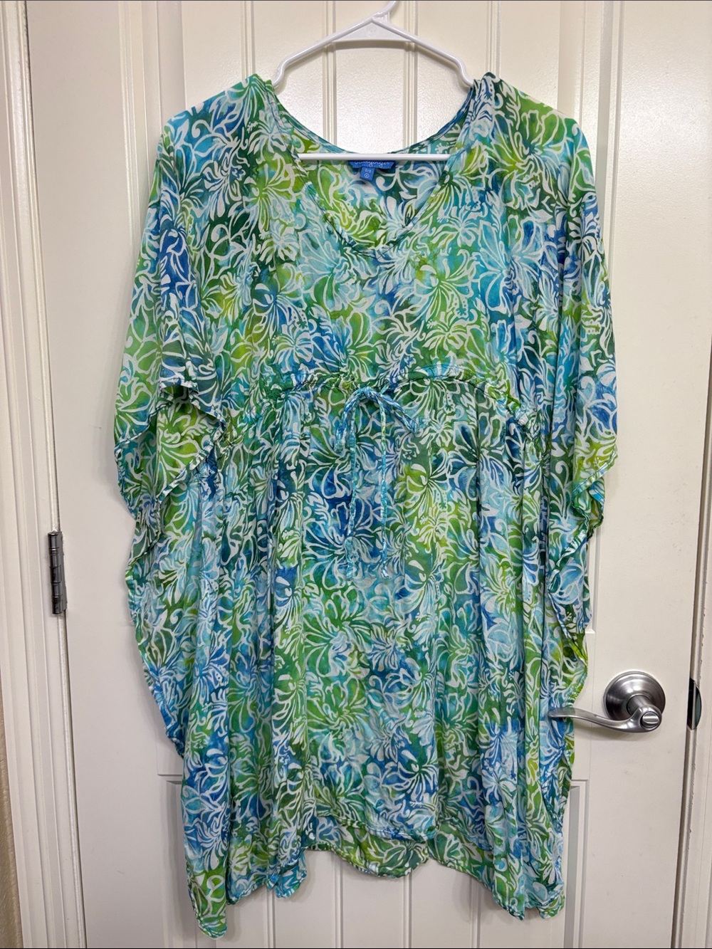 Blue Ginger Hawaii Lightweight Blue & Green Floral Swim Beach Coverup